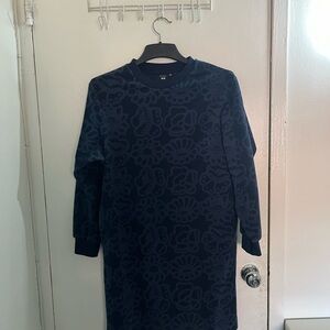 Uniqlo marimekko kids Navy Floral Pattern Long Sweatshirt Dress